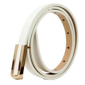 Elegant white C Belt with Gold Buckle